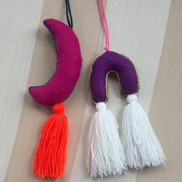Handmade Moon & Rainbow Tassel Charms - Bright Multicolor - Picture 6 of 7